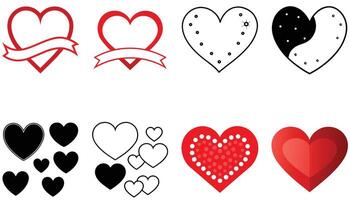 Set of Red heart simple icons design vector