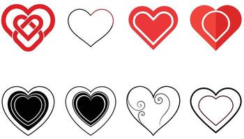 Red Heart Icon Set Simple Elegant Design vector