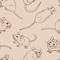Seamless pattern with mouse. Hand drawn illustration vector