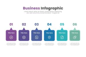 Business infographic template design. Timeline concept with 6 steps. Can be used for presentations, workflow layout, diagram, banner, web design, Illustration. vector
