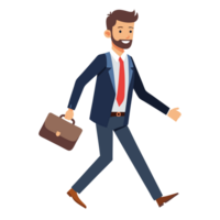 Confident businessman walking while holding a briefcase in an urban setting professional illustration dynamic viewpoint png