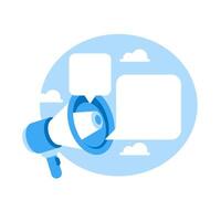Megafon speech bubble sky. Message box flat icon speaker chat. vector