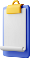 3d clipboard with empty paper sheet symbol png