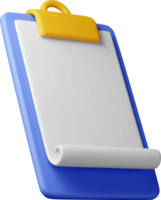 3d clipboard icon with empty paper sheet png