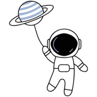 Cute astronaut holding a planet balloon in a whimsical design. png
