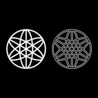 Equilibrium sacred geometry symbol set icon white color solid fill outline contour line vector