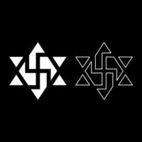 Raelism symbol David star of the galaxy Raeliteli set icon white color solid fill outline contour line thin vector
