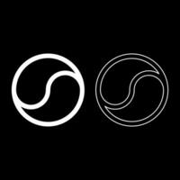 Yin Yang Taoism symbol harmony equilibrium concept set icon white color solid fill outline contour line thin style vector