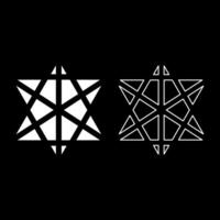 Metatron cube Sacred geometry set icon white color fill contour line thin vector