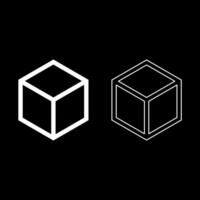 Hexagedron Sacred geometry symbol set icon white color solid fill outline contour line vector