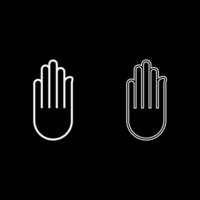 Hand Akhimsa Ahimsa arm Jainism Jain religion symbol Dharma Ahinsa set icon white color solid fill outline contour line vector