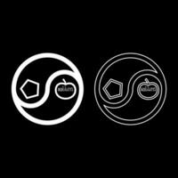 Sacred chao Cau chaos discordianism discordia symbol parody of religion set icon white color solid fill outline contour line thin style vector