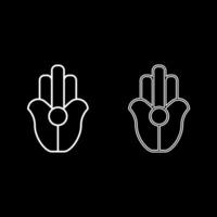Symbol Natib Qadish Kappu palm Hamsa Levantian neo paganism neopaganism religious symbol Hand indian paganism set icon white color solid fill outline contour line thin vector