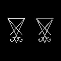 Lucifer's sign seal Satan Lucifer symbol set icon white color solid fill outline contour line thin style vector