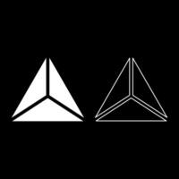 Pyramid shape triangle view from above Sacred geometry set icon white color solid fill outline contour line vector