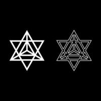 Star tetra Sacred geometry symbol set icon white color solid fill outline contour line thin style vector