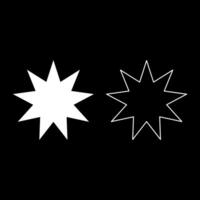 Six pointed star Bahaism Baha'i Bahai symbol unity and harmony between different religions cultures set icon white color solid fill outline contour line thin style vector
