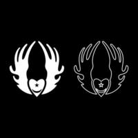 Inyyyati's tugy wing heart Universal Sufism symbol set icon white color solid fill outline contour line thin style vector