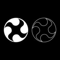 Tomoe symbol religious sign Japanese religions Oriental four petal set icon white color solid fill outline contour line thin style vector
