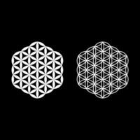 Flower of life Sacred geometry set icon white color solid fill outline contour line thin vector