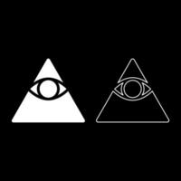 Kao Give all seeing eye in pyramid inside triangle Illuminati symbol Masonic set icon white color solid fill outline contour line thin vector