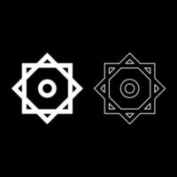 Symbol Rub el Hizb Islam Ramadan equilibrium of static dynamic Sacred geometry set icon white color solid fill outline contour line vector