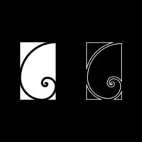 Golden ratio section Sacred geometry symbol ration proportions set icon white color solid fill outline contour line thin vector