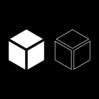 Hexagedron Sacred geometry symbol set icon white color solid fill outline contour line thin vector