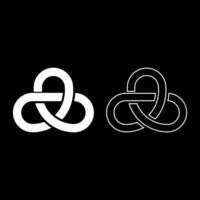 Gordian knot Sacred geometry symbol set icon white color solid fill outline contour line thin style vector