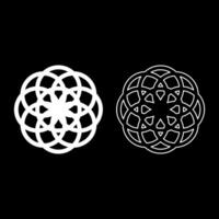 Flower of life Sacred geometry set icon white color fill outline contour line thin vector