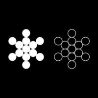 Fruit of life symbol Sacred geometry set icon white color solid fill outline contour line thin style vector
