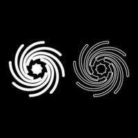 Gold spiral Sacred geometry symbol set icon white color solid fill outline contour line thin vector