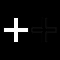 Greek Cross Crux quadrata christian crosses set icon white color solid fill outline contour line thin style vector
