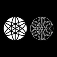 Equilibrium sacred geometry symbol set icon white color solid fill outline contour line thin vector