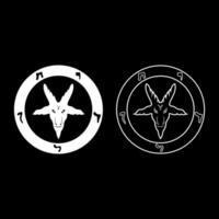 Symbol Satanism of Lavaeus Sigil of Baphomet sign set icon white color solid fill outline contour line thin style vector