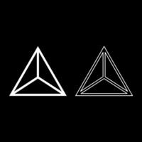 Pyramid shape triangle view from above Sacred geometry set icon white color solid fill outline contour line thin vector