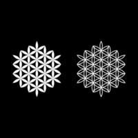 Flower of life Sacred geometry set icon white color solid fill outline contour line vector