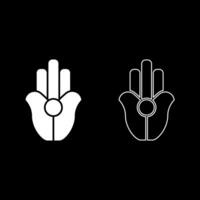 Symbol Natib Qadish Kappu palm Hamsa Levantian neo paganism neopaganism religious symbol Hand indian paganism set icon white color solid fill outline contour line vector