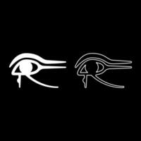 Eye god Horus Egyptian symbol mystical protective amulet of Pharaohs paganism Uadzhat sign Uadzhet set icon white color solid fill outline contour line thin style vector