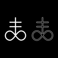 Satanic Cross Theistic satanism symbol set icon white color solid fill outline contour line thin style vector