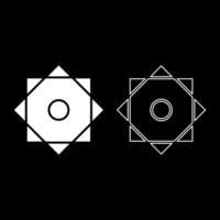 Symbol Rub el Hizb Islam Ramadan equilibrium of static dynamic Sacred geometry set icon white color solid fill outline contour line thin vector