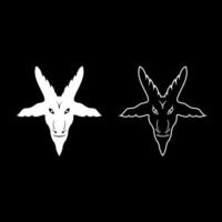 Head goat Symbol Satanism of Lavaeus Sigil of Baphomet sign set icon white color solid fill outline contour line thin style vector