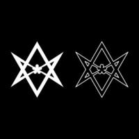 Thelema Unicursal Hexagonal symbol Unprocessing hexagram Telemma sacred geometry set icon white color solid fill outline contour line thin style vector