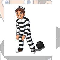 funny cartoon prisoner handcuffed and chained with iron shackles vector