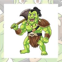 Cartoon ogre character design on white background vector