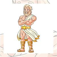 Cartoon zeus character design on white background vector