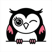 Funny owl on branch cartoon many color for spring and sweet owls a illustration vector