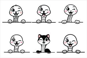 Set of cute snake head many color for spring and sweet snake a illustration vector