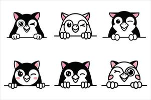 Set of cute penguin head many color for spring and sweet penguin a illustration vector