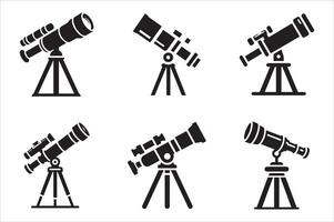 Astronomy Telescope Silhouettes Icon Collection for Space Exploration Design vector